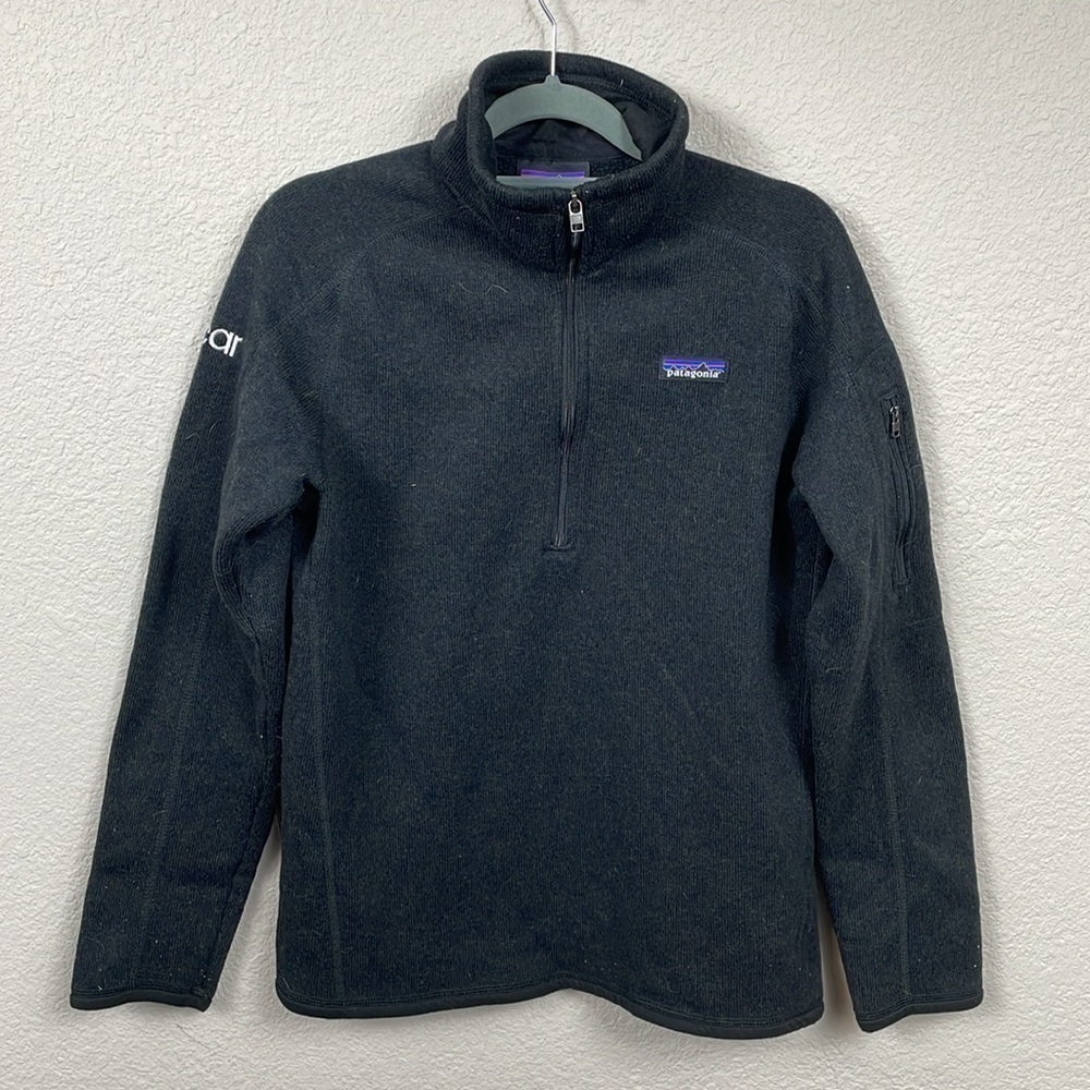 Patagonia Better Sweater Quarter Zip Charcoal Gray Black Oscar Logo Sz S